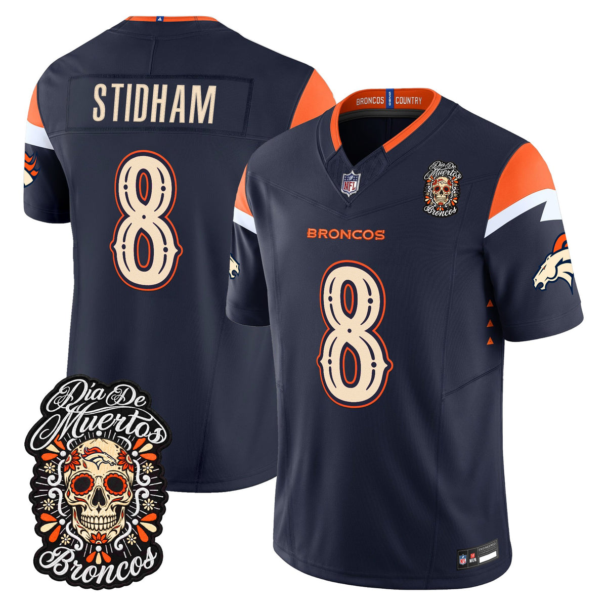 Denver Broncos Día de los Muertos Vapor Limited Jersey - Stitched