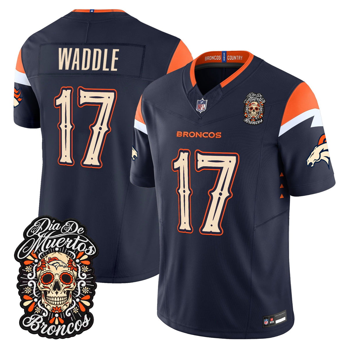 Denver Broncos Día de los Muertos Vapor Limited Jersey - Stitched