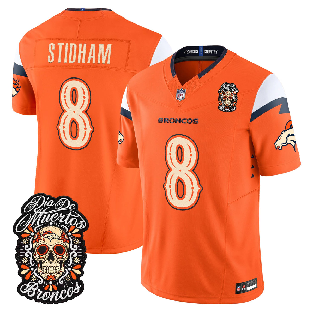 Denver Broncos Día de los Muertos Vapor Limited Jersey - Stitched