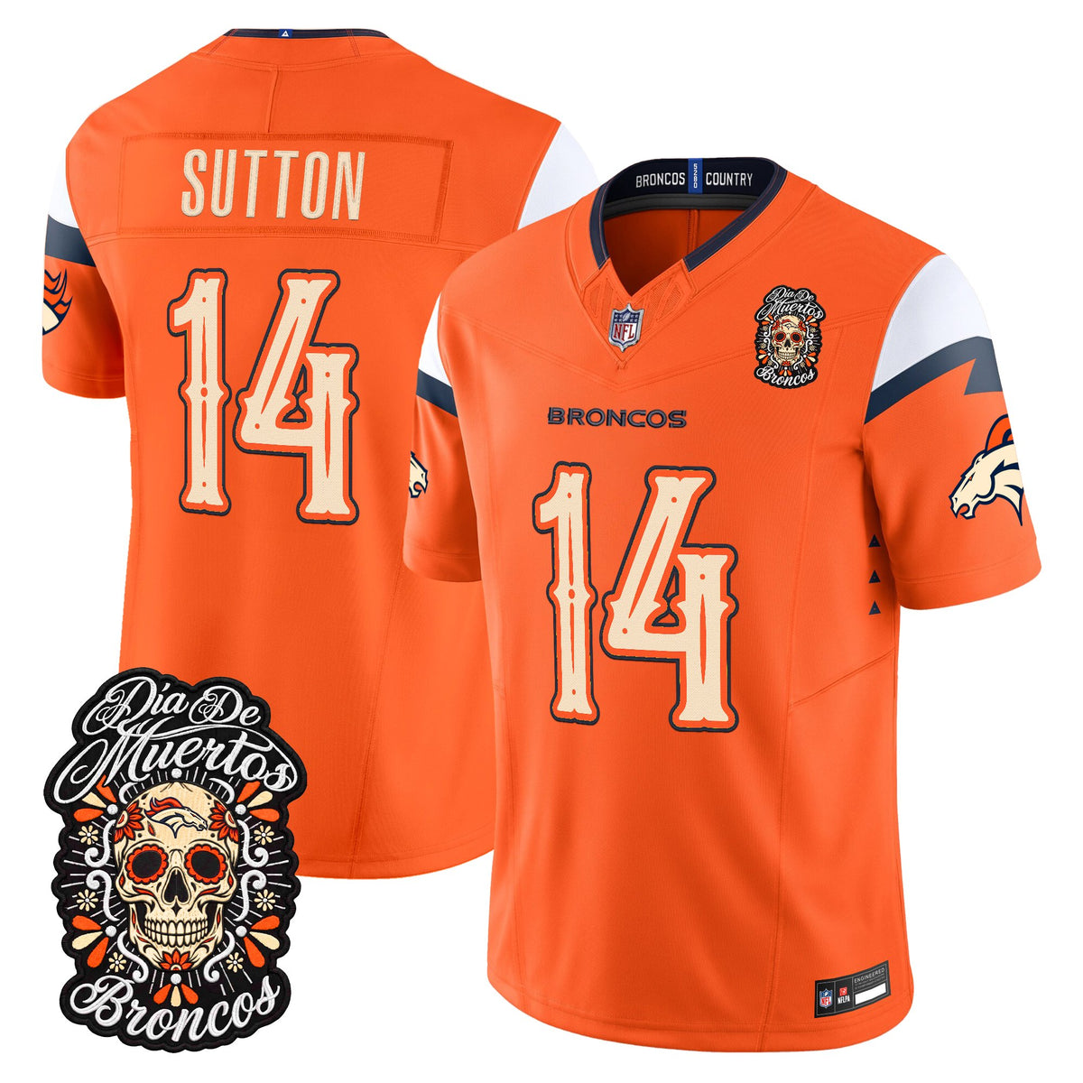 Denver Broncos Día de los Muertos Vapor Limited Jersey - Stitched