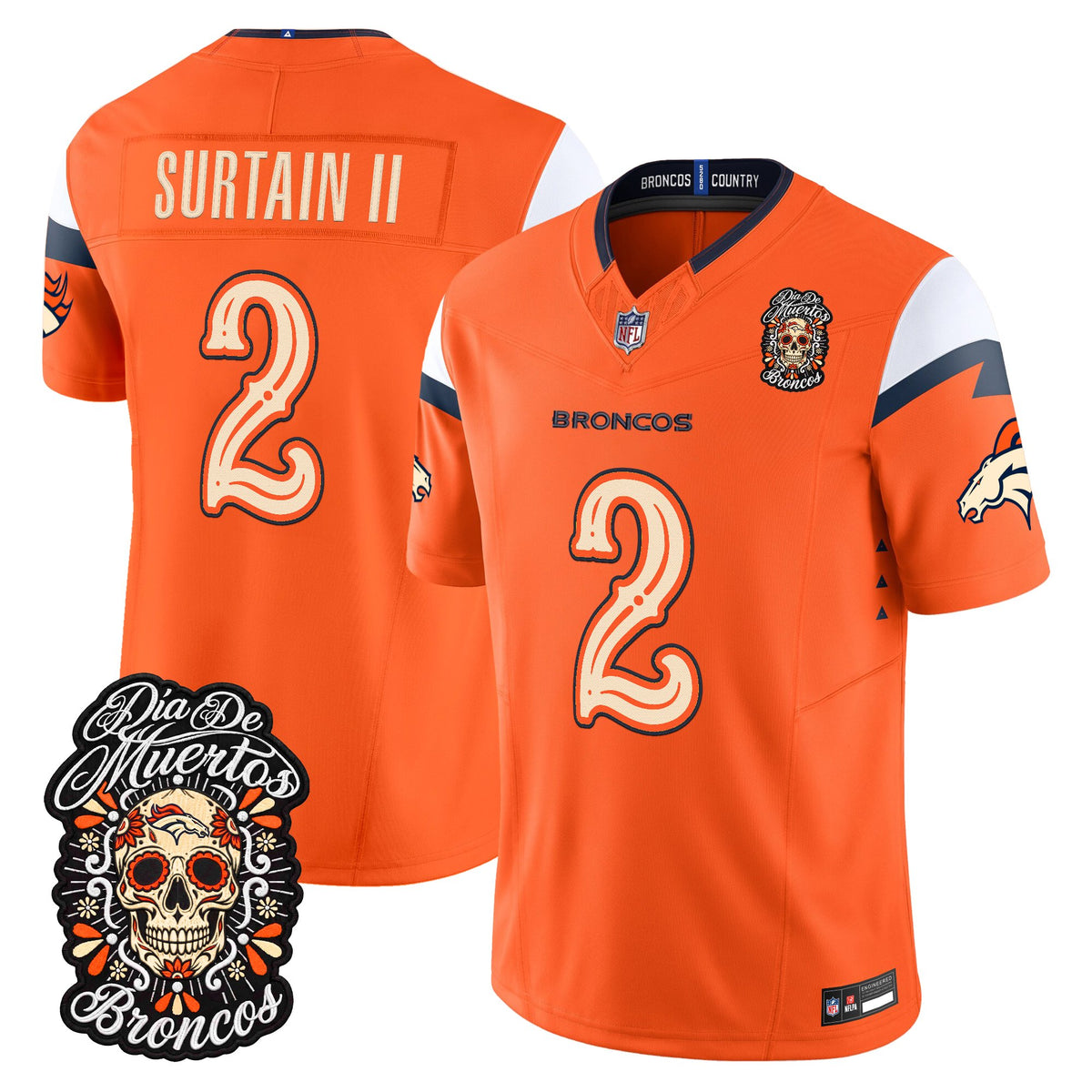 Denver Broncos Día de los Muertos Vapor Limited Jersey - Stitched