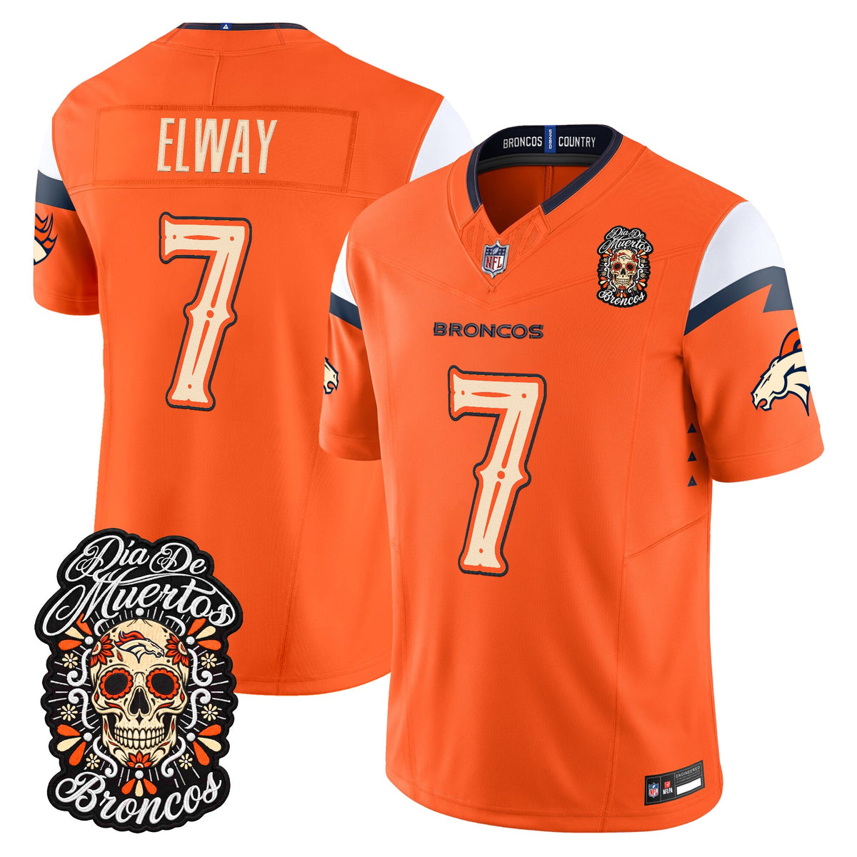 Denver Broncos Día de los Muertos Vapor Limited Jersey - Stitched