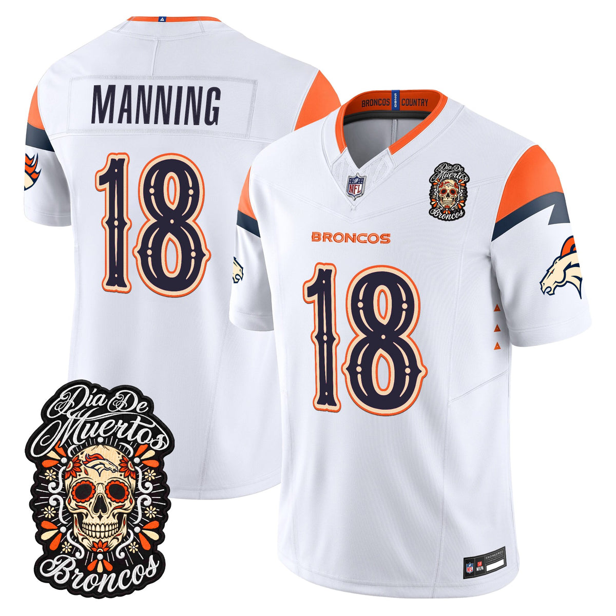 Denver Broncos Día de los Muertos Vapor Limited Jersey - Stitched