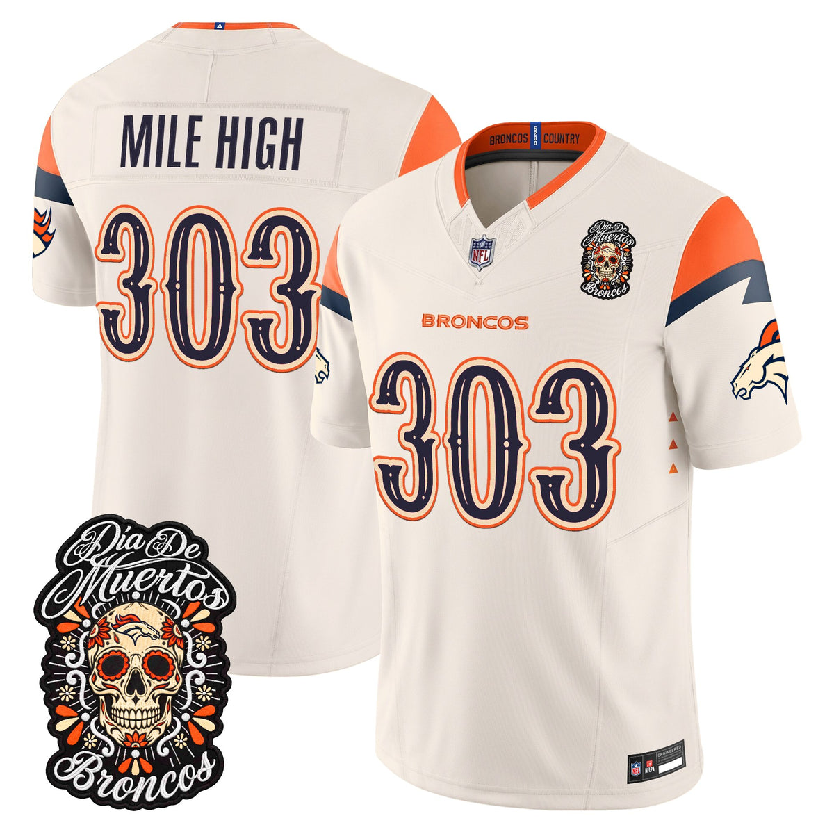 Denver Broncos Día de los Muertos Vapor Limited Jersey - Stitched