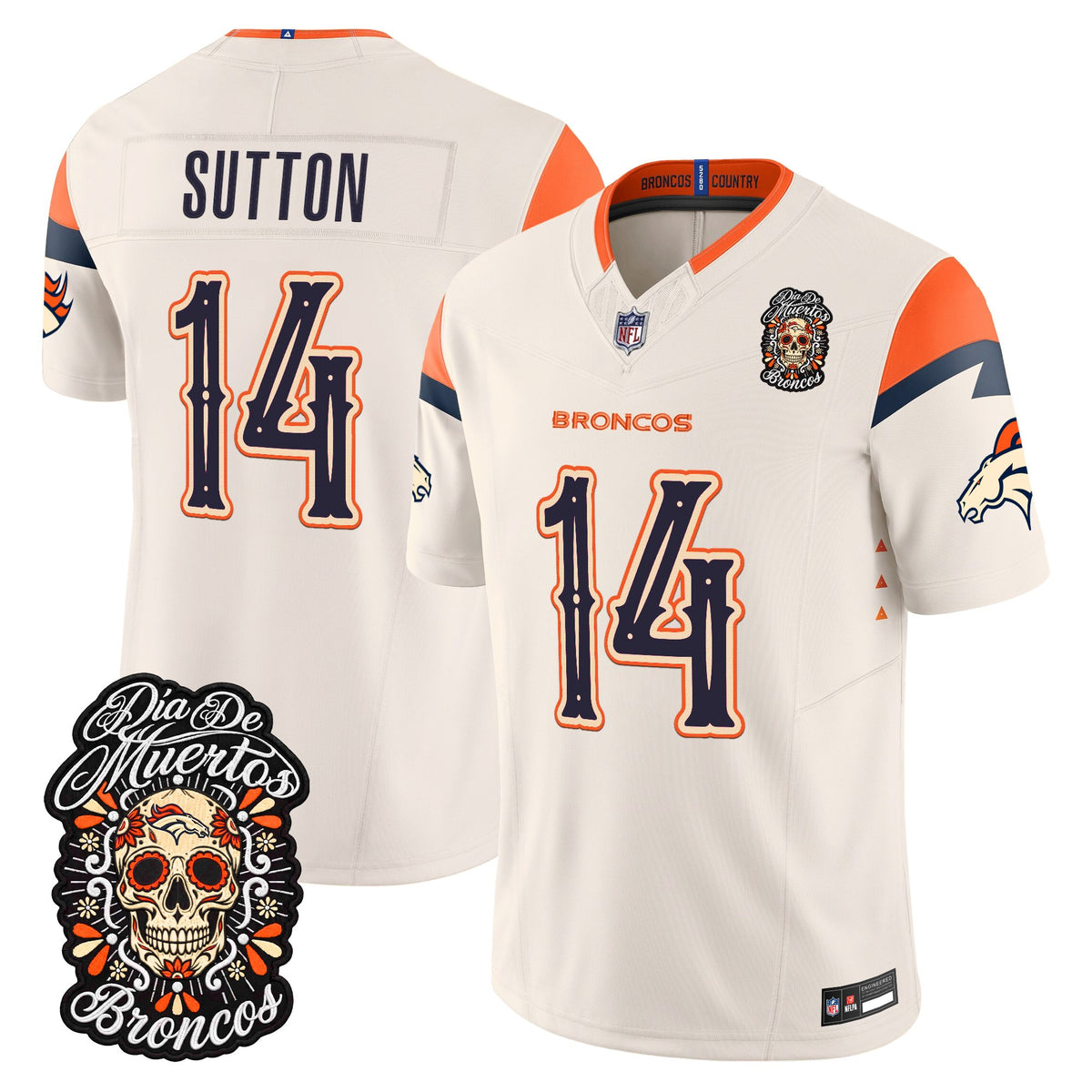 Denver Broncos Día de los Muertos Vapor Limited Jersey - Stitched