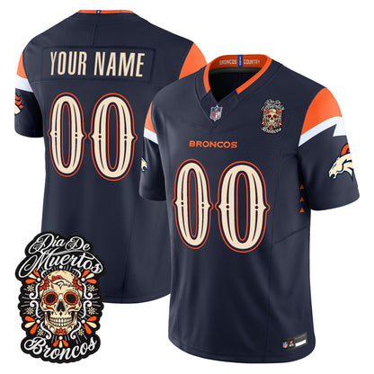 Denver Broncos Día de los Muertos Vapor Limited Custom Jersey - Stitched