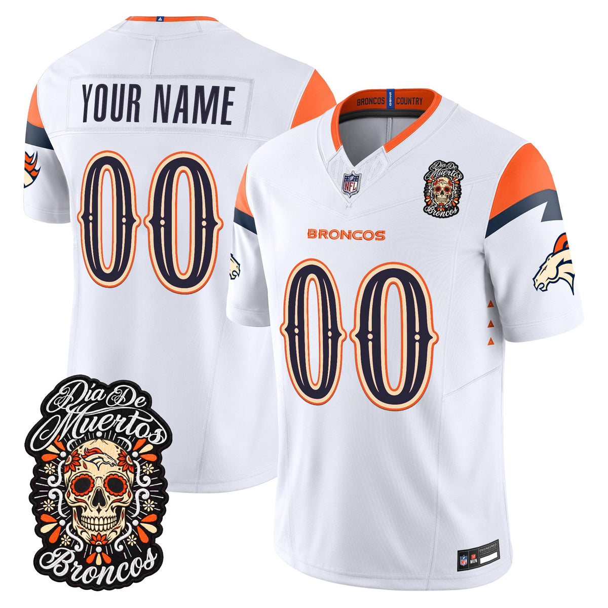 Denver Broncos Día de los Muertos Vapor Limited Custom Jersey - Stitched