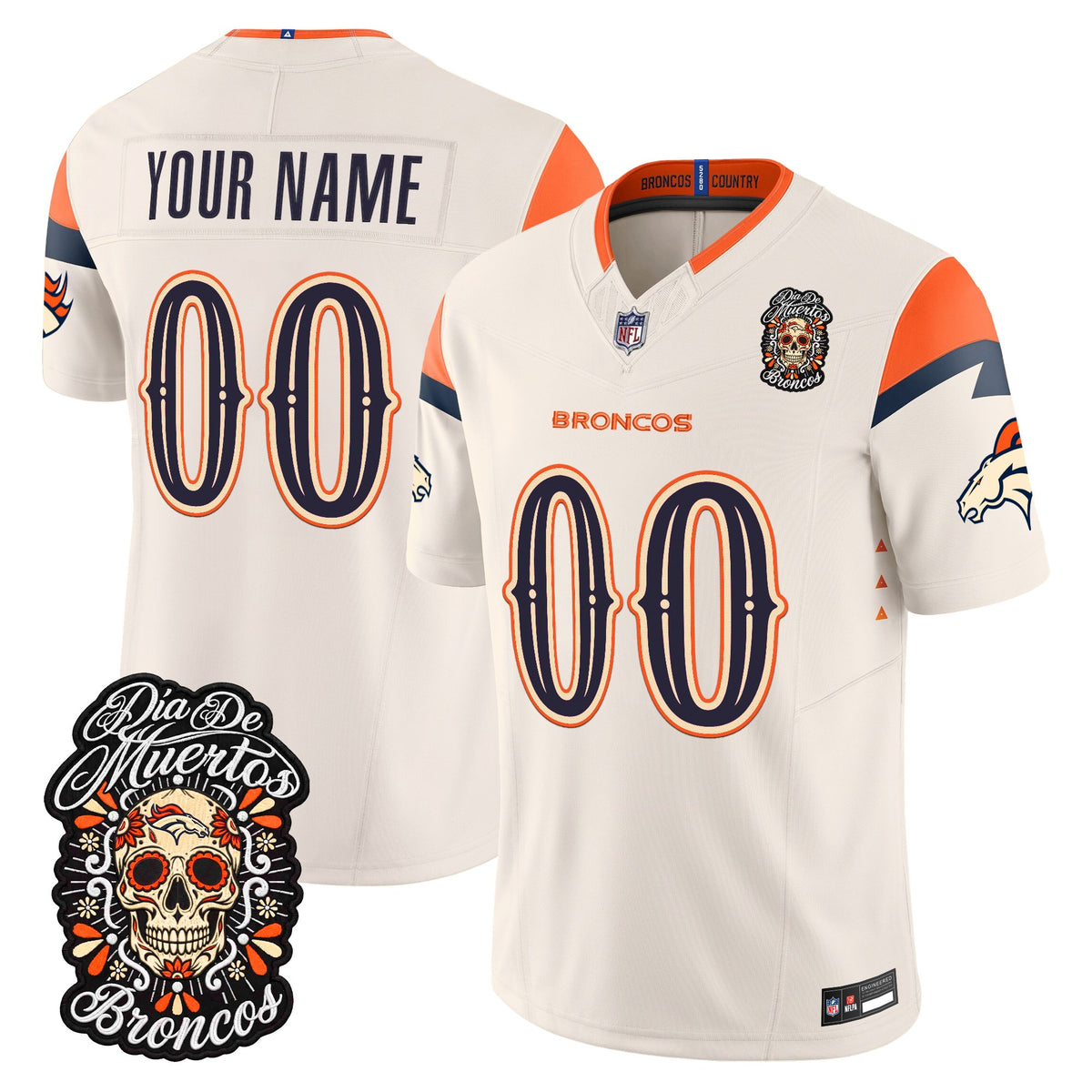 Denver Broncos Día de los Muertos Vapor Limited Custom Jersey - Stitched