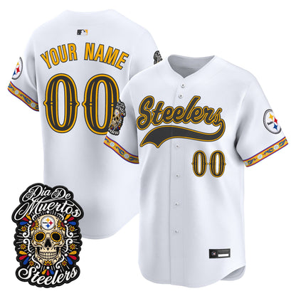 Pittsburgh Steelers Día de los Muertos Vapor Limited Custom Baseball Jersey - Stitched