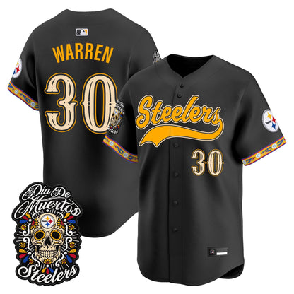 Men's Pittsburgh Steelers Día de los Muertos Vapor Limited Baseball Jersey - Stitched