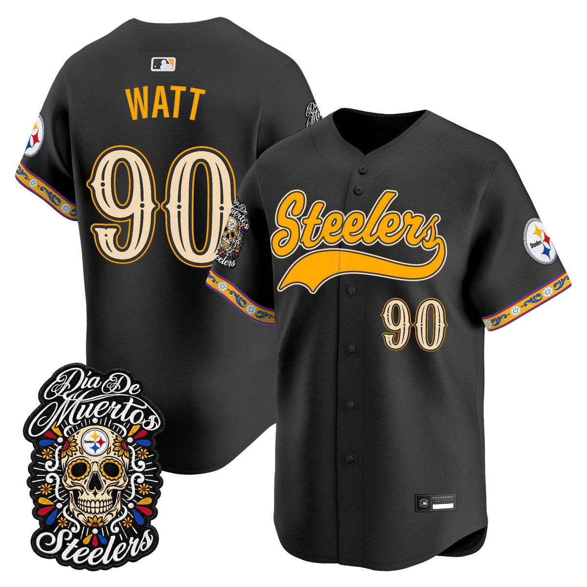 Men's Pittsburgh Steelers Día de los Muertos Vapor Limited Baseball Jersey - Stitched