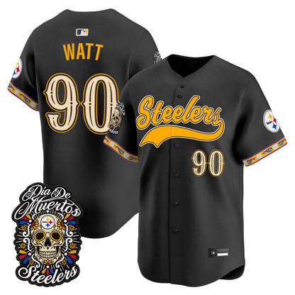 Men's Pittsburgh Steelers Día de los Muertos Vapor Limited Baseball Jersey - Stitched
