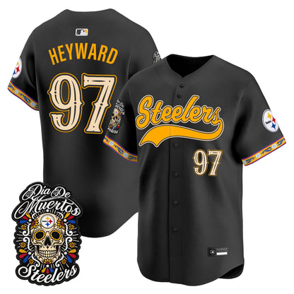 Men's Pittsburgh Steelers Día de los Muertos Vapor Limited Baseball Jersey - Stitched