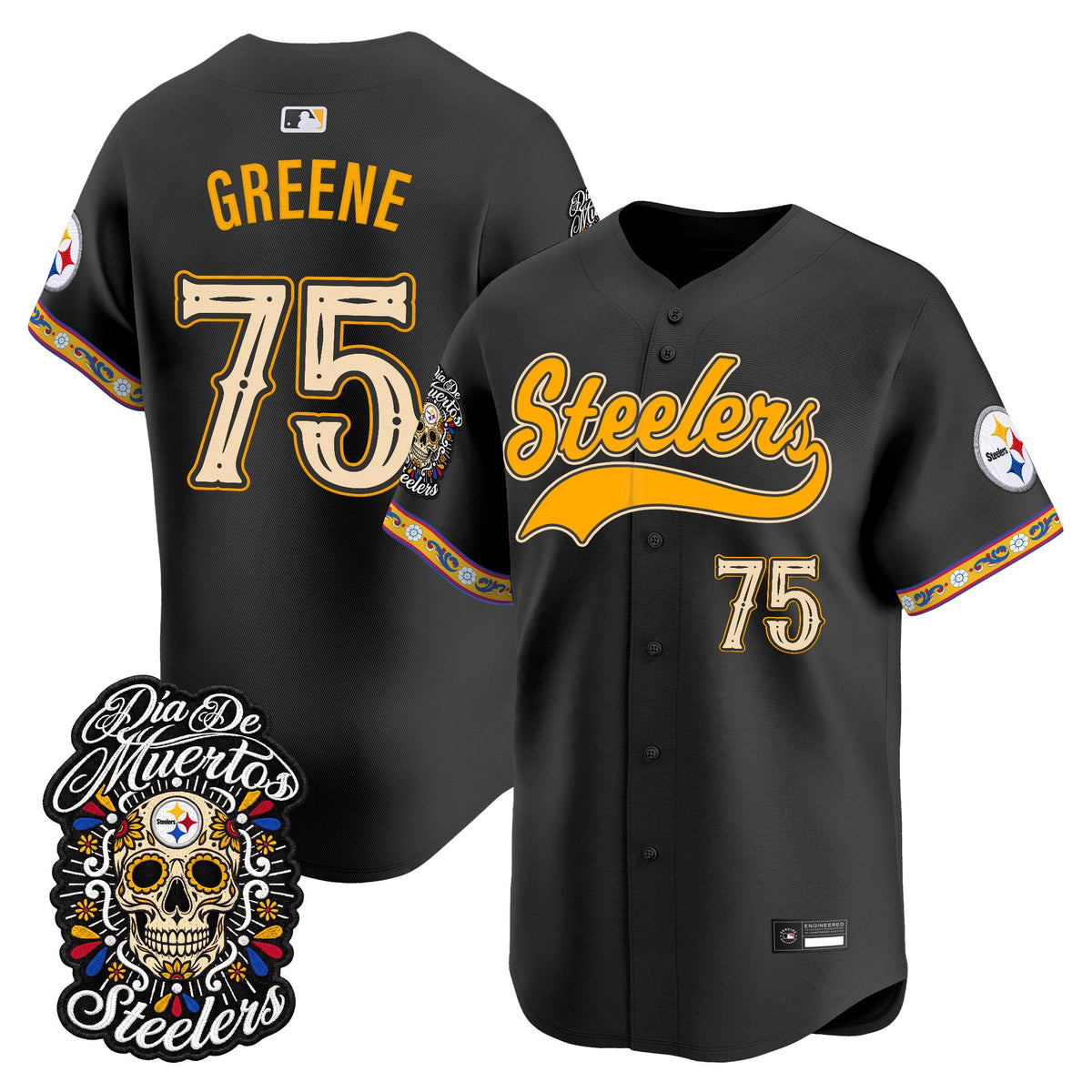 Men's Pittsburgh Steelers Día de los Muertos Vapor Limited Baseball Jersey - Stitched