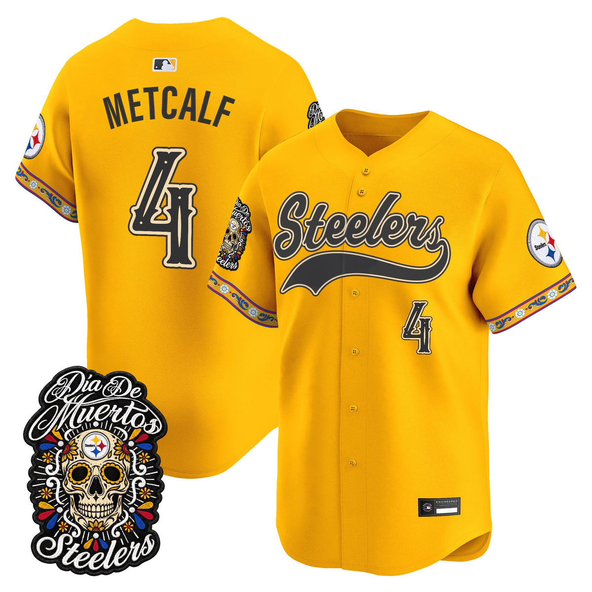Men's Pittsburgh Steelers Día de los Muertos Vapor Limited Baseball Jersey - Stitched