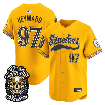 Men's Pittsburgh Steelers Día de los Muertos Vapor Limited Baseball Jersey - Stitched