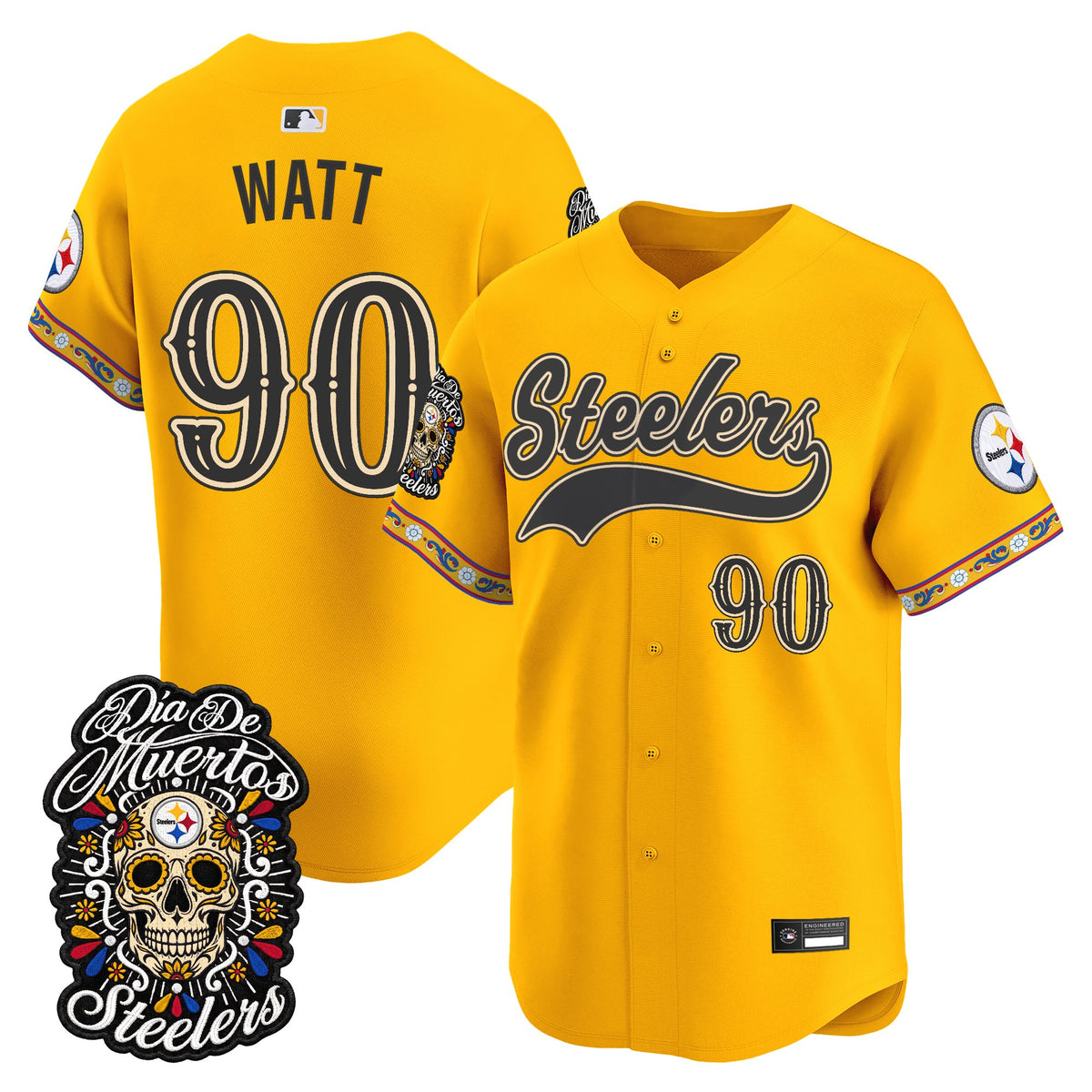 Men's Pittsburgh Steelers Día de los Muertos Vapor Limited Baseball Jersey - Stitched