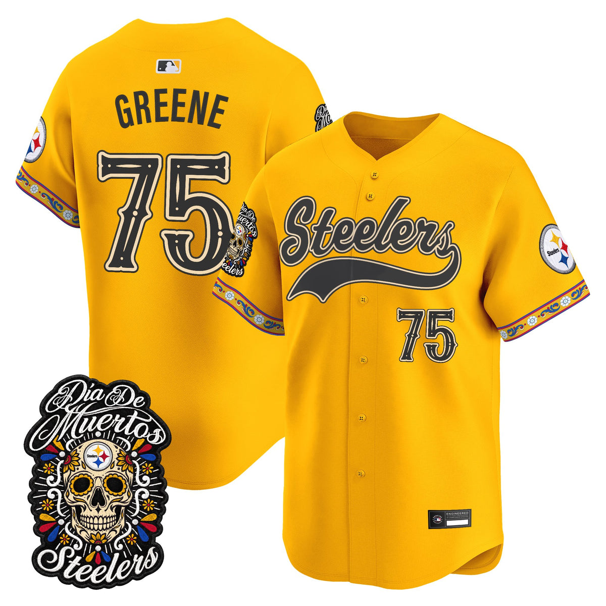 Men's Pittsburgh Steelers Día de los Muertos Vapor Limited Baseball Jersey - Stitched