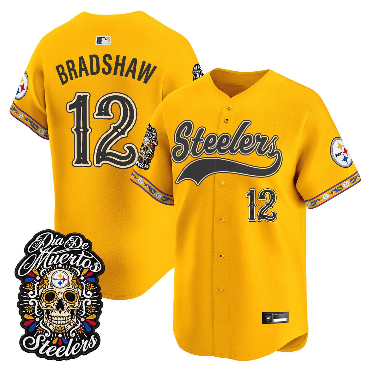 Men's Pittsburgh Steelers Día de los Muertos Vapor Limited Baseball Jersey - Stitched