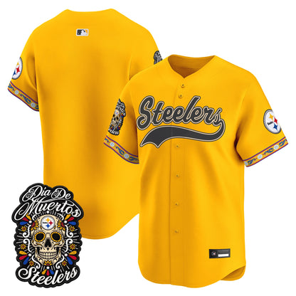 Men's Pittsburgh Steelers Día de los Muertos Vapor Limited Baseball Jersey - Stitched