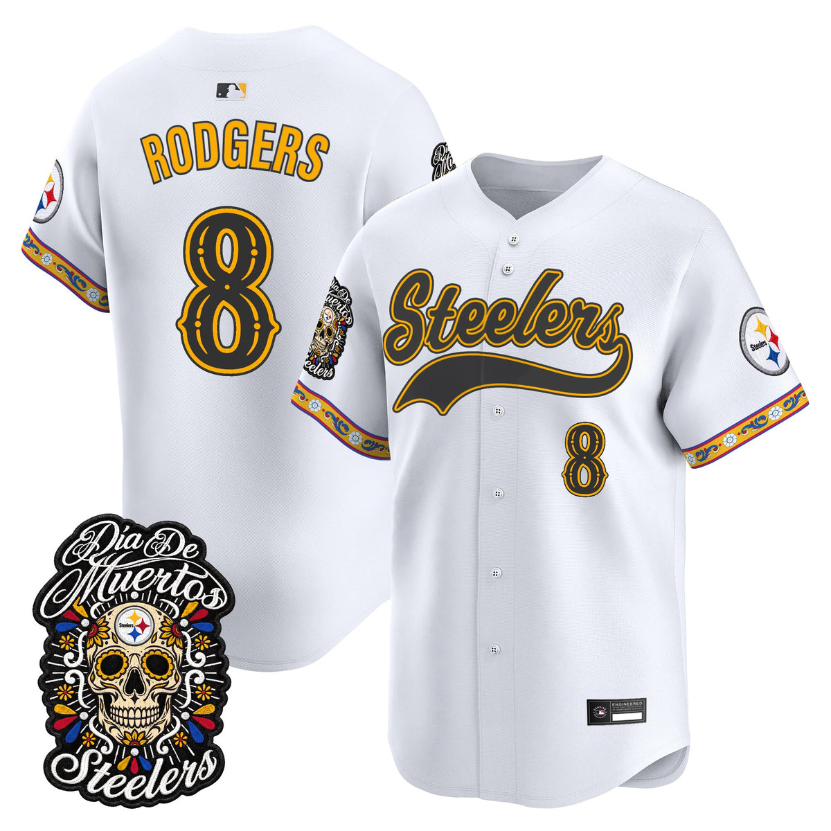 Men's Pittsburgh Steelers Día de los Muertos Vapor Limited Baseball Jersey - Stitched