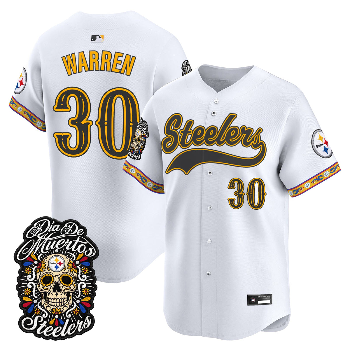 Men's Pittsburgh Steelers Día de los Muertos Vapor Limited Baseball Jersey - Stitched