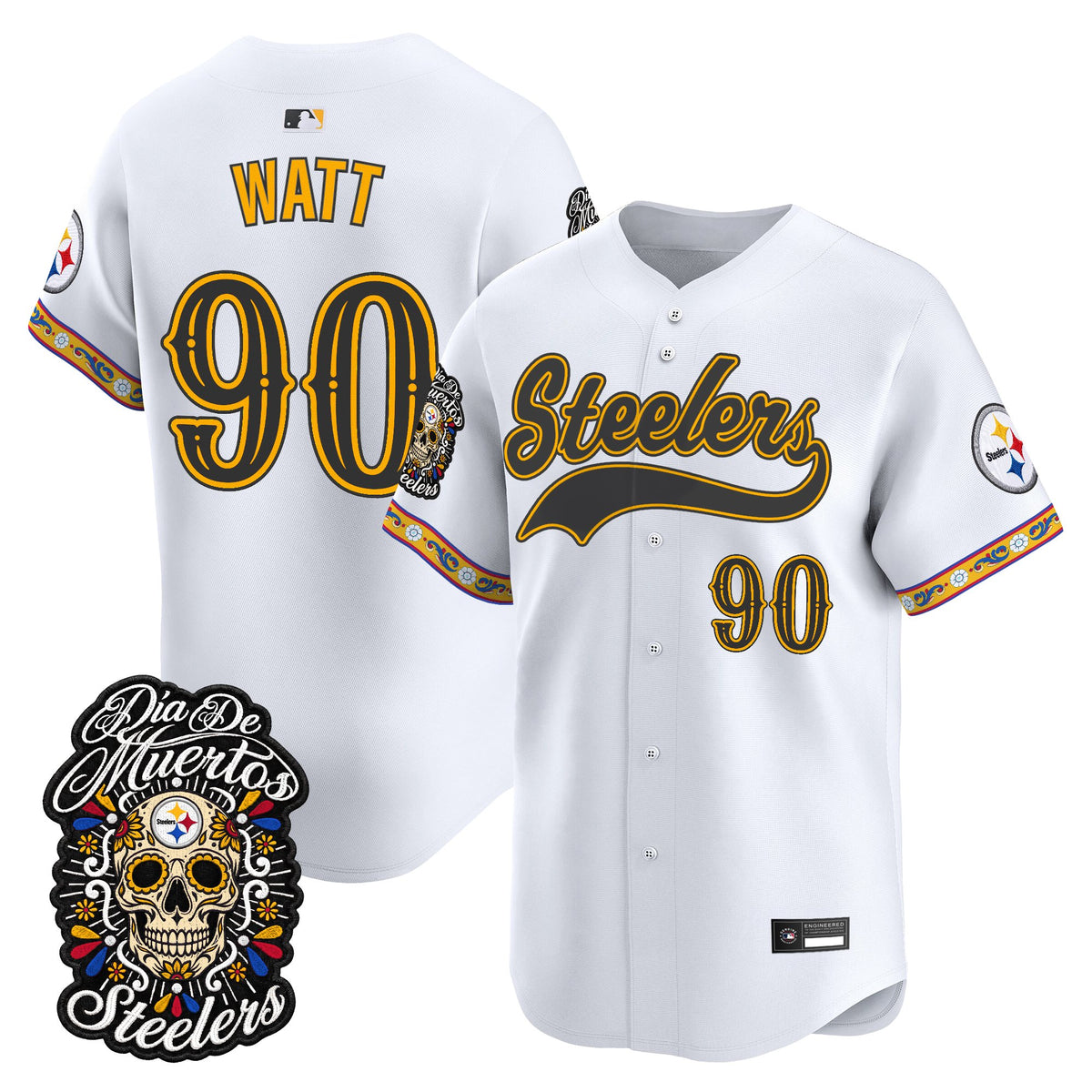 Men's Pittsburgh Steelers Día de los Muertos Vapor Limited Baseball Jersey - Stitched