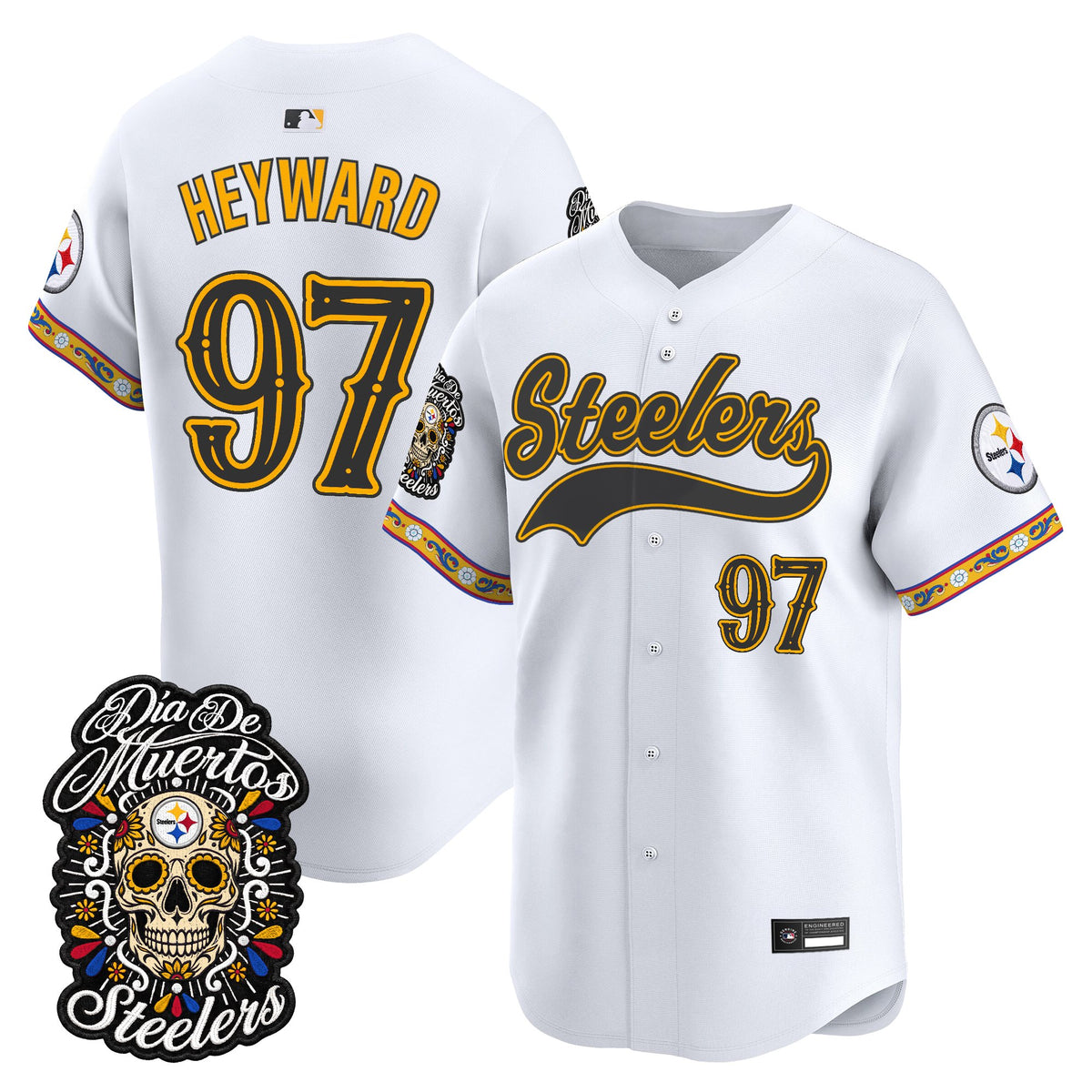 Men's Pittsburgh Steelers Día de los Muertos Vapor Limited Baseball Jersey - Stitched