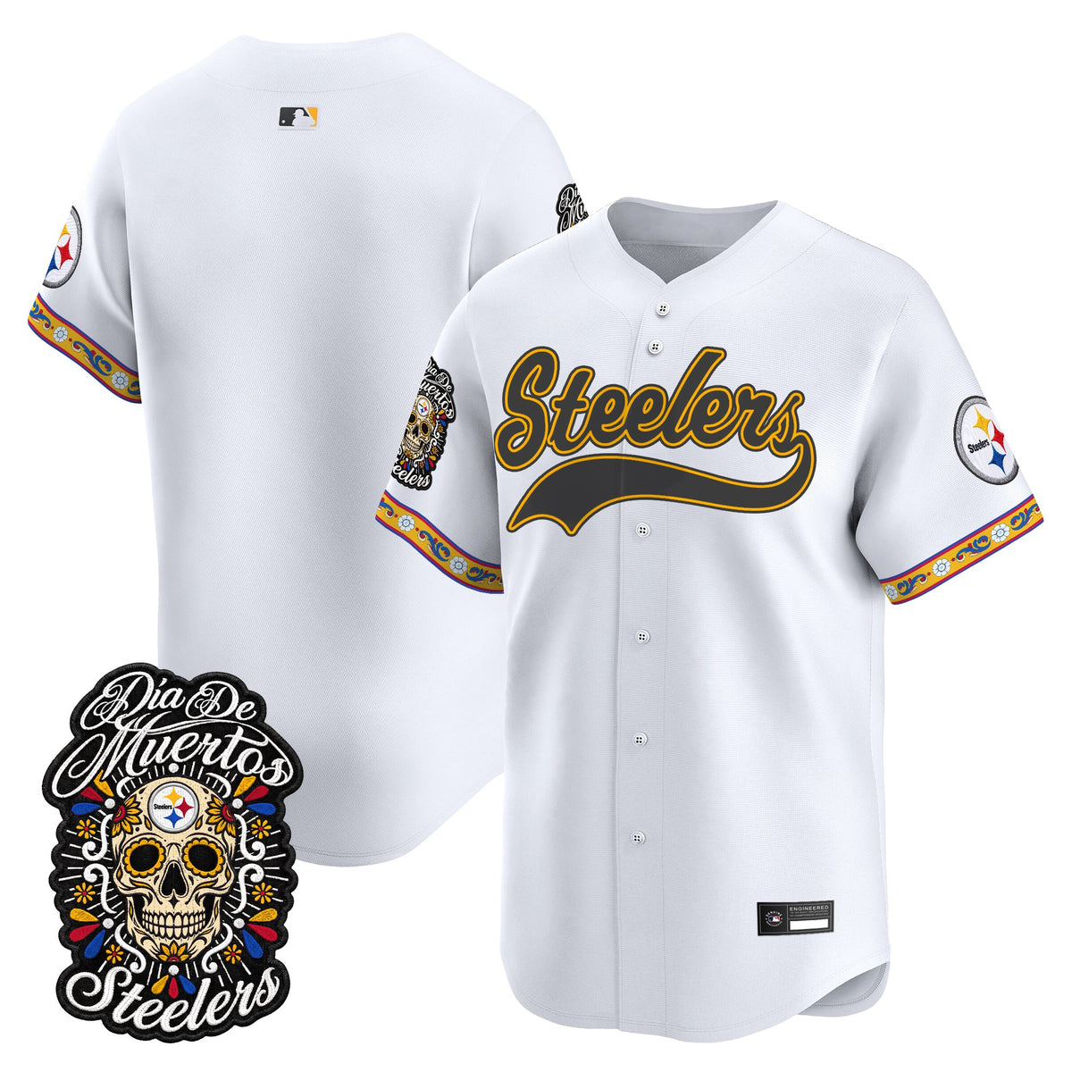 Men's Pittsburgh Steelers Día de los Muertos Vapor Limited Baseball Jersey - Stitched