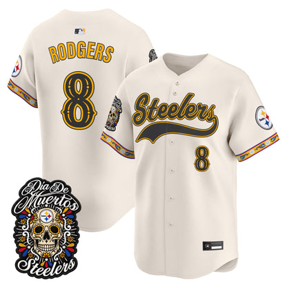 Men's Pittsburgh Steelers Día de los Muertos Vapor Limited Baseball Jersey - Stitched