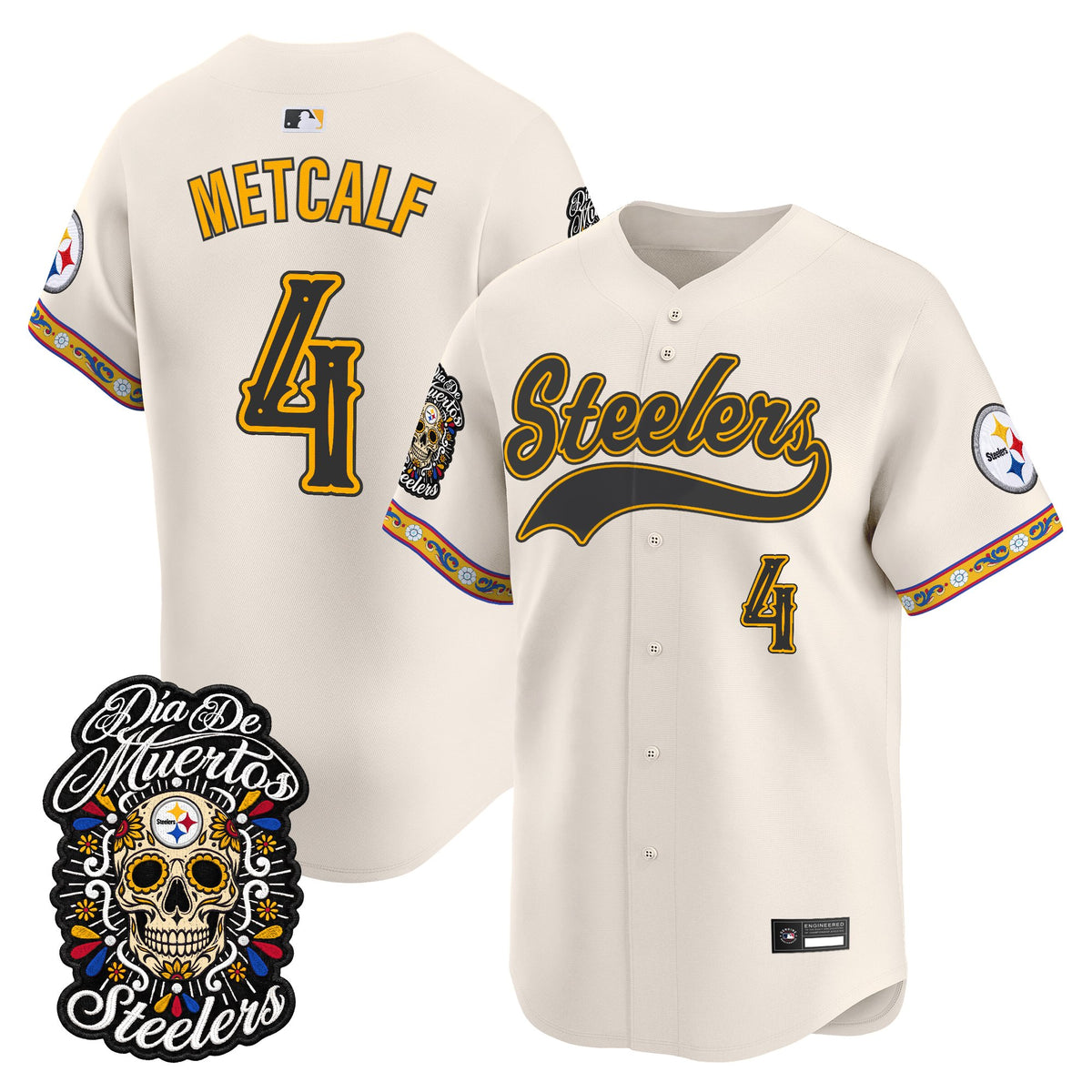 Men's Pittsburgh Steelers Día de los Muertos Vapor Limited Baseball Jersey - Stitched
