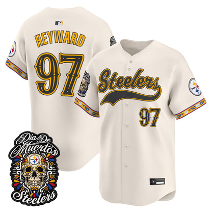 Men's Pittsburgh Steelers Día de los Muertos Vapor Limited Baseball Jersey - Stitched