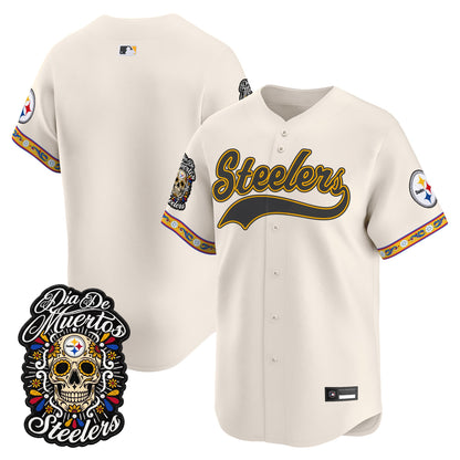 Men's Pittsburgh Steelers Día de los Muertos Vapor Limited Baseball Jersey - Stitched