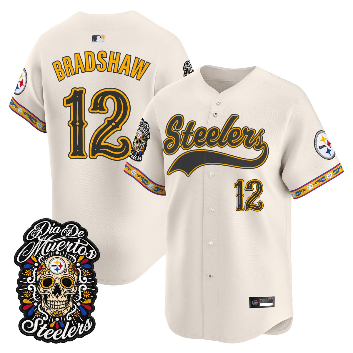 Men's Pittsburgh Steelers Día de los Muertos Vapor Limited Baseball Jersey - Stitched