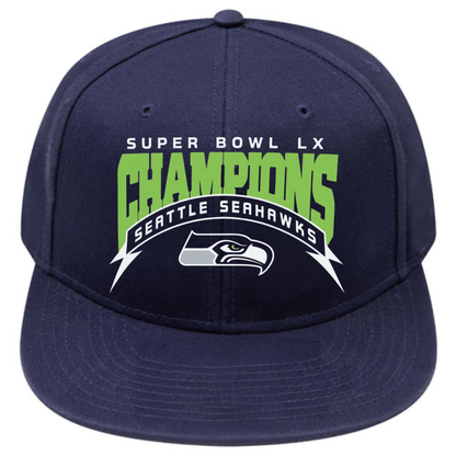 SEA Super Bowl LX Champions Snapback Cap - Printed