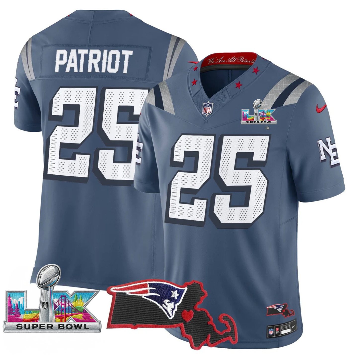 NE SB LX Game Patch Vapor Limited Jersey - All Stitched