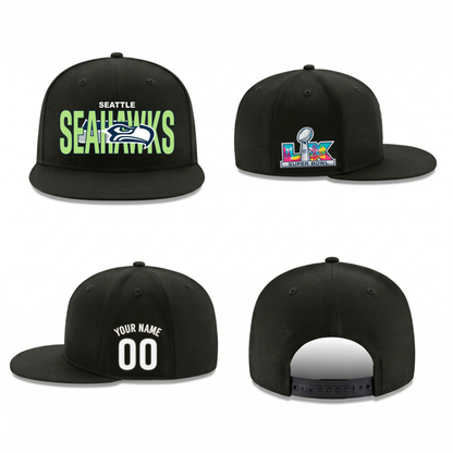 SEA Super Bowl Champions Personalized Snapback Cap - Printed V3