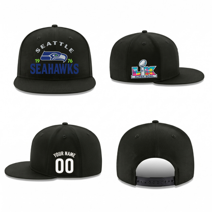 SEA Super Bowl Champions Personalized Snapback Cap - Printed V4
