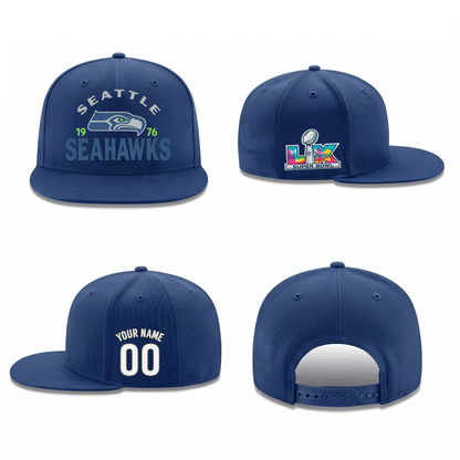 SEA Super Bowl Champions Personalized Snapback Cap - Printed V4
