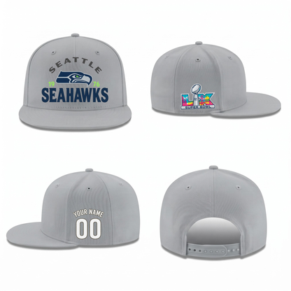 SEA Super Bowl Champions Personalized Snapback Cap - Printed V4