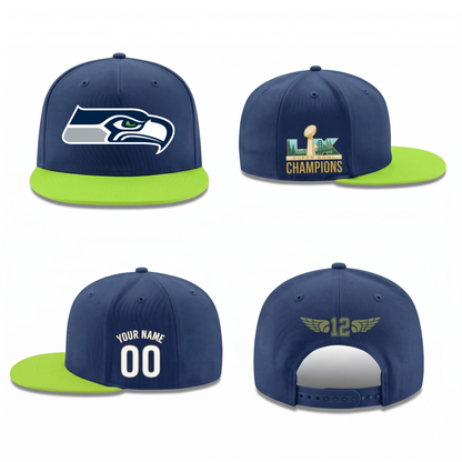 SEA Super Bowl Champions Personalized Snapback Cap - Printed V5
