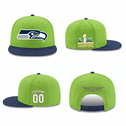 SEA Super Bowl Champions Personalized Snapback Cap - Printed V5