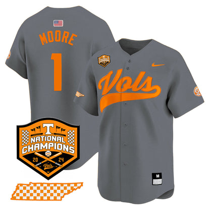 Tennessee 2024 Baseball College World Series Champions Limited Jersey - All Stitched