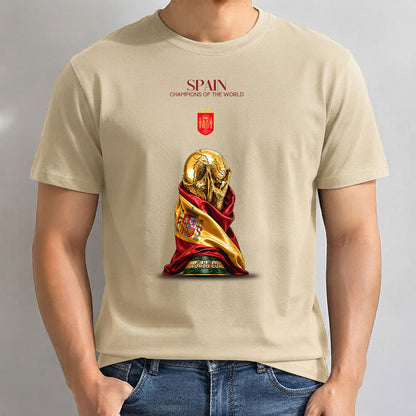 Spain 2026 Soccer Champions One Side Printed T-Shirt