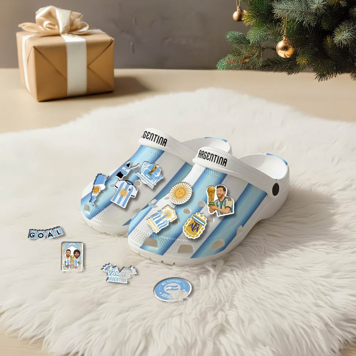 Argentina Clogs WC2026 Blue White - Charms Gift Set