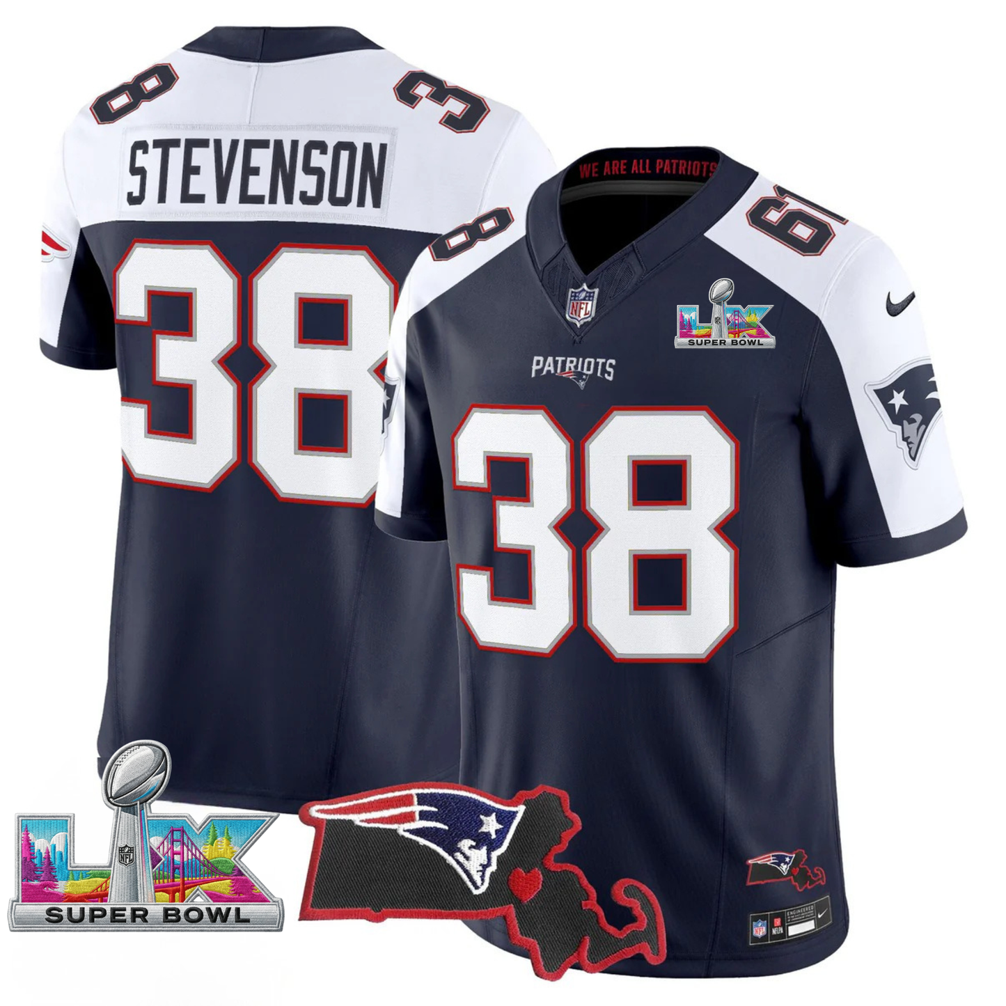 NE SB LX Game Patch Vapor Limited Jersey - All Stitched