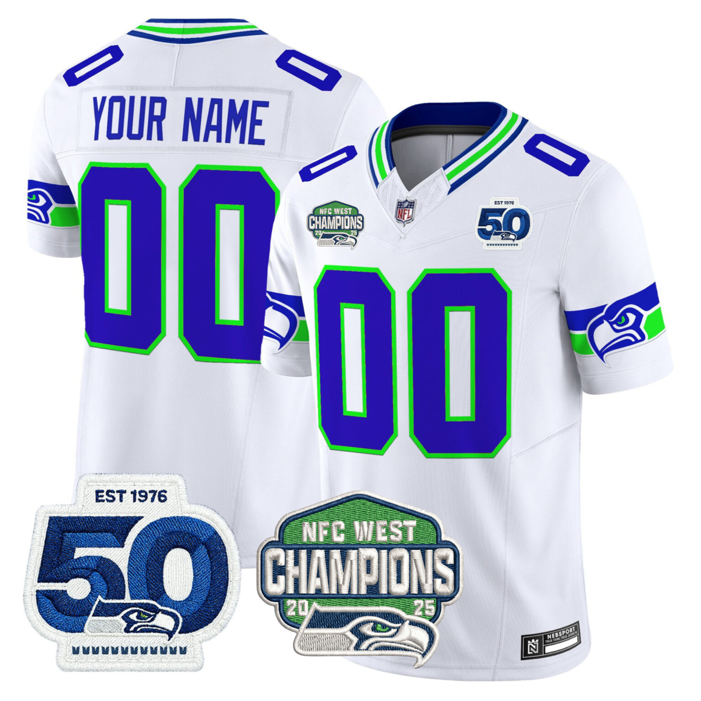 SEA NFC West Division Champions Vapor Limited Custom Jersey V2 - All Stitched