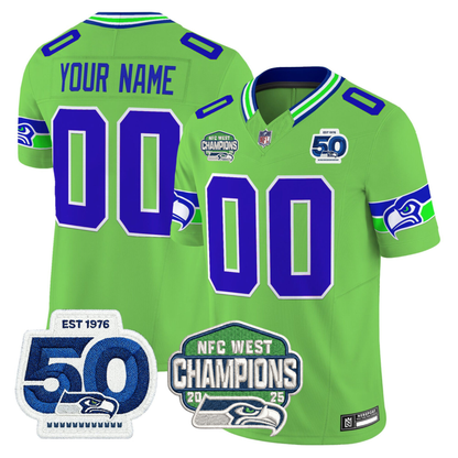 SEA NFC West Division Champions Vapor Limited Custom Jersey V2 - All Stitched