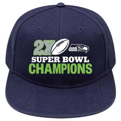 SEA 2x Super Bowl Champions Snapback Cap - Printed