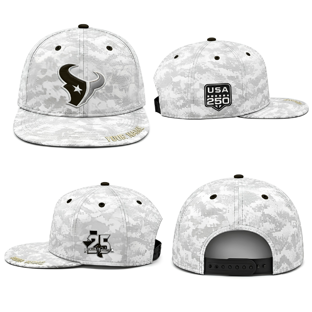 HOU Salute To Service Personalized Snapback Cap - Printed